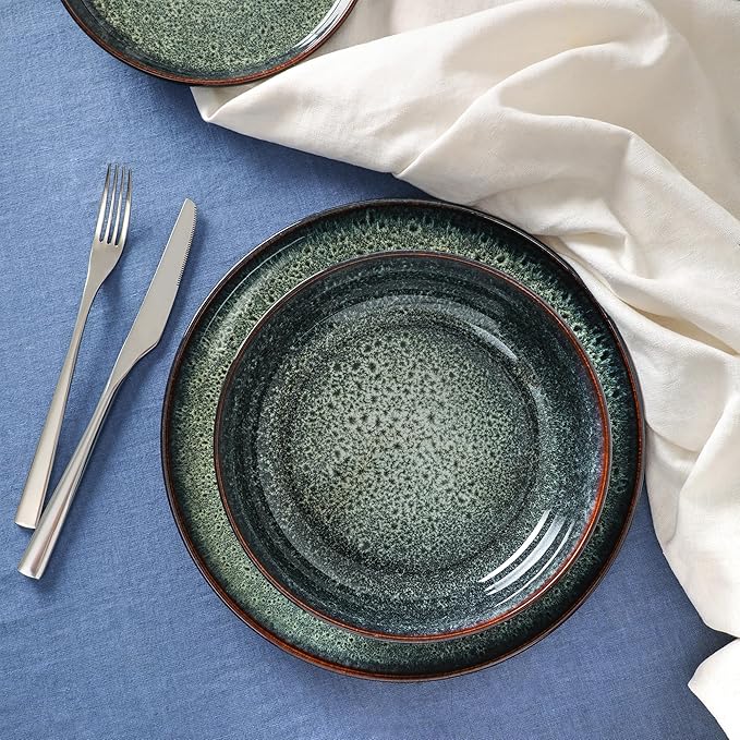Stone Lain Remy 12-Piece Dinnerware Set Stoneware Plates and Bowls Set Dishwasher and Microwave Safe Dish Set for 4 Blue