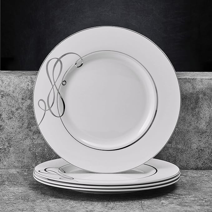 Mikasa Love Story Platinum Banded Dinner Plates Set of 4
