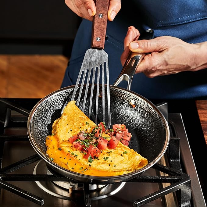HexClad Hybrid Nonstick 6-Piece Fry Pan Set 8 10 and 12-Inch Frying Pans with Tempered Glass Lids Stay-Cool Handles Dishwasher-Friendly Induction Ready Compatible with All Cooktops