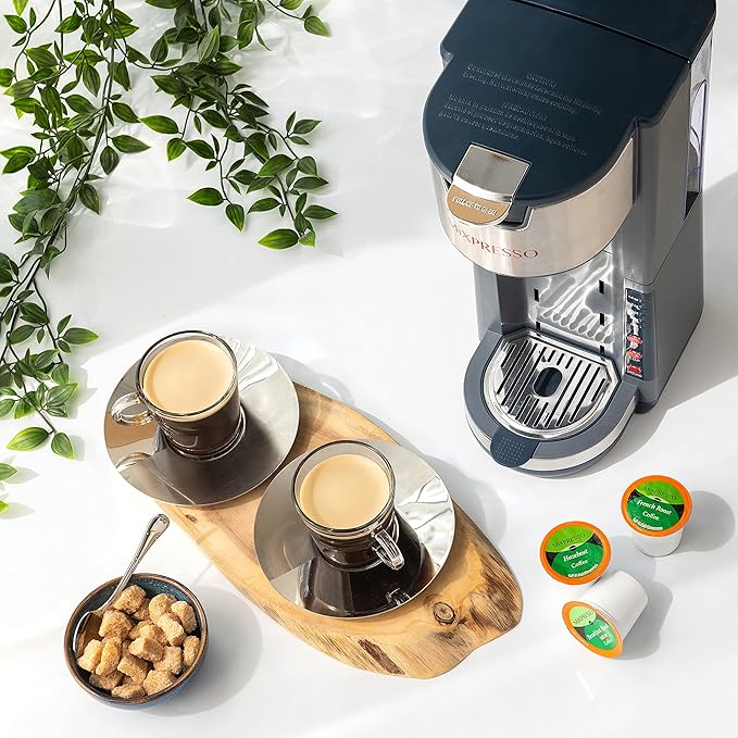 Mixpresso Gray Single Serve Coffee Brewer K-Cup Pods Compatible &amp Ground 30 oz Compact Coffee Maker Single Serve With 5 Brew Sizes Up To 14 Oz Fits Travel Mug Adjustable Drip Tray
