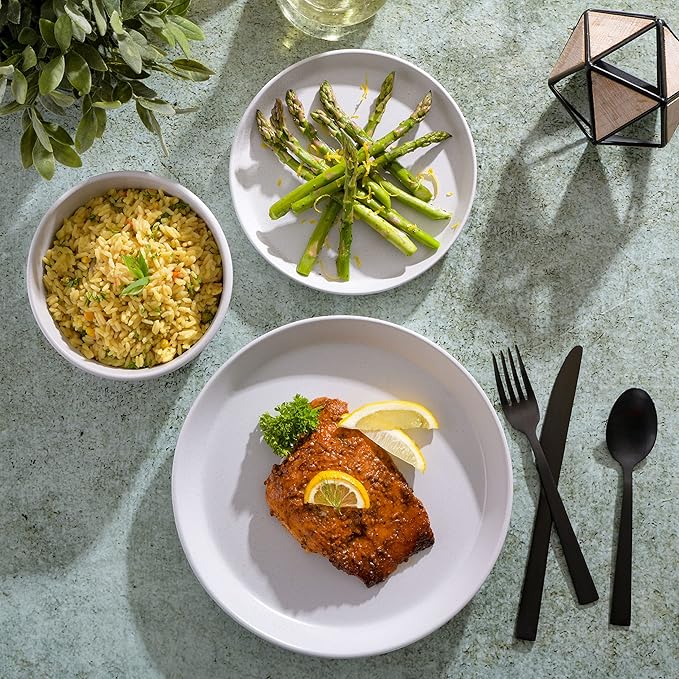 Gibson Soho Lounge Sofia Coupe Stoneware Dinnerware Set Service for 4 (12pcs) White w/Speckle