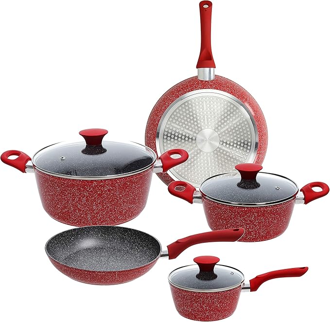 Tognana 5-Piece Aluminium Cookware Set Red Pan and Pad Set