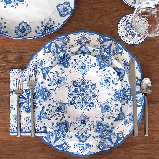 Le Cadeaux 12 Piece Luxury Melamine Dinnerware Set Service for 4 (12PCMRCB)