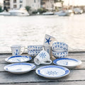 Euro Ceramica Ahoy Collection Nautical 12 Piece Dessert Set | Service for 4 | Assorted Designs Blue &amp WhiteStandardAHO-86001