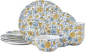 Pfaltzgtraff Vibrant Garden 12 Piece Floral Stoneware Dinnerware Plate Bowl Dish Set Service for 4