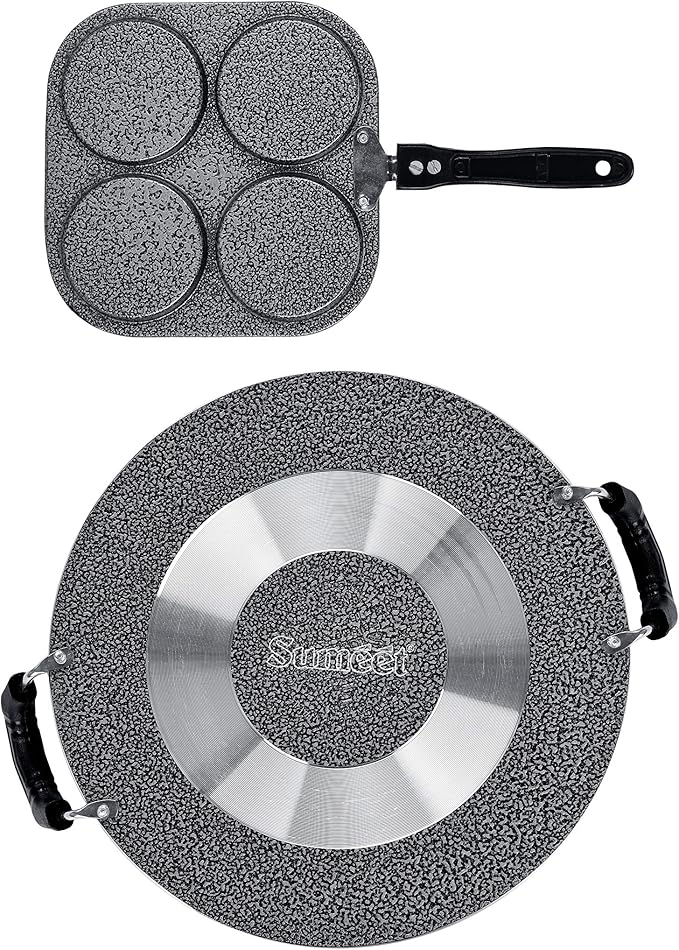 Sumeet NonStick Fedha Cookware Set (Tawa-30.5cm Dia + Mini Multi Snack Maker - 4 Cavity -19.5cm)