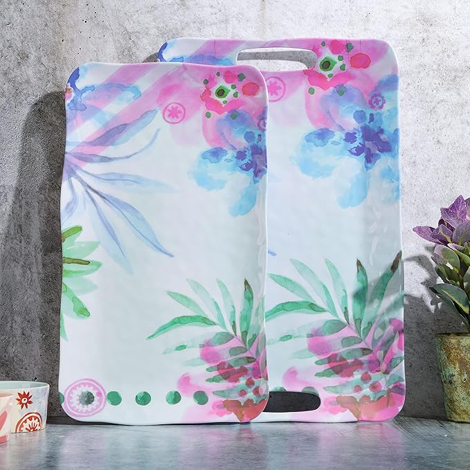 Spice by Tia Mowry Cinnamon Twist 2 Piece Decorated Melamine Serving Trays
