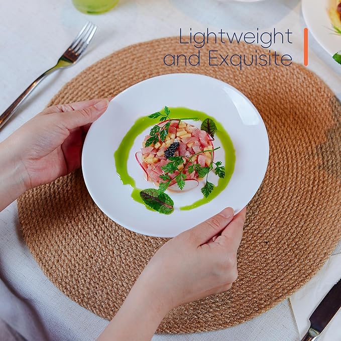 Dinnerware Sets for 6 LaGlint 18 Pieces Opal Glass Plates and Bowls Set Dishwasher and Microwave Safe Dish Dinning Ware Chip and Scratch Resistant Dishware White