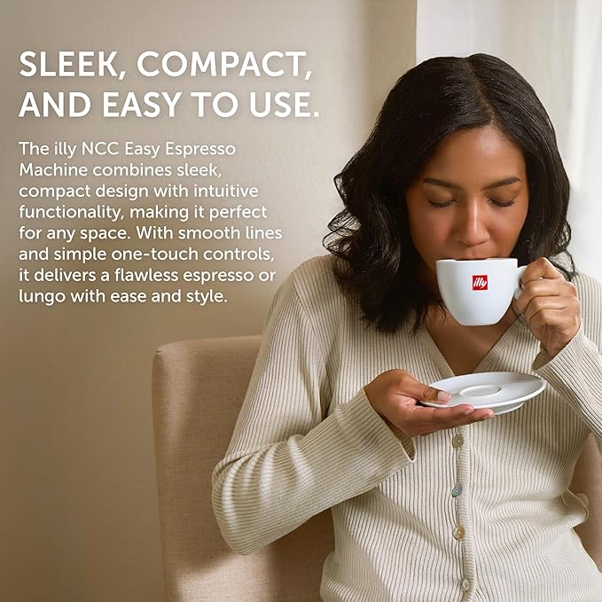 illy Easy Espresso Machine Single Serve Coffee Machine for Nespresso Original Line Capsules Single Cup Espresso Maker (Black)