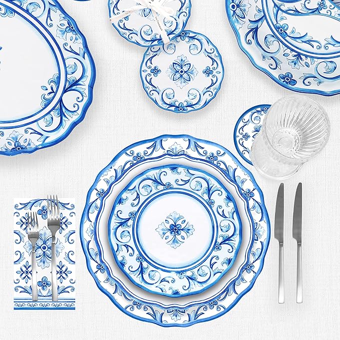 Le Cadeaux 12 Piece Luxury Melamine Dinnerware Set Service for 4 Mallorca