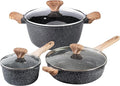 Country Kitchen Non-Stick Cast Aluminum Cookware Set - Durable Kitchen Cookware for Everyday Cooking Speckled Grey 6 Pc.