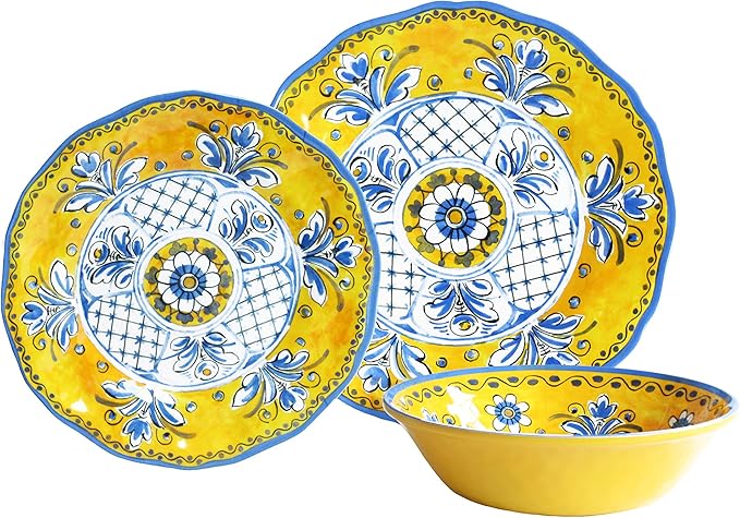 Le Cadeaux 12 Piece Luxury Melamine Dinnerware Set Service for 4 (Benidorm)