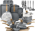 DishDelight Induction Pots and Pans Set Non Stick 30 Piece Nonstick Kitchen Cookware Sets Gray Cooking Pan Set PFOA &amp PFOS Free