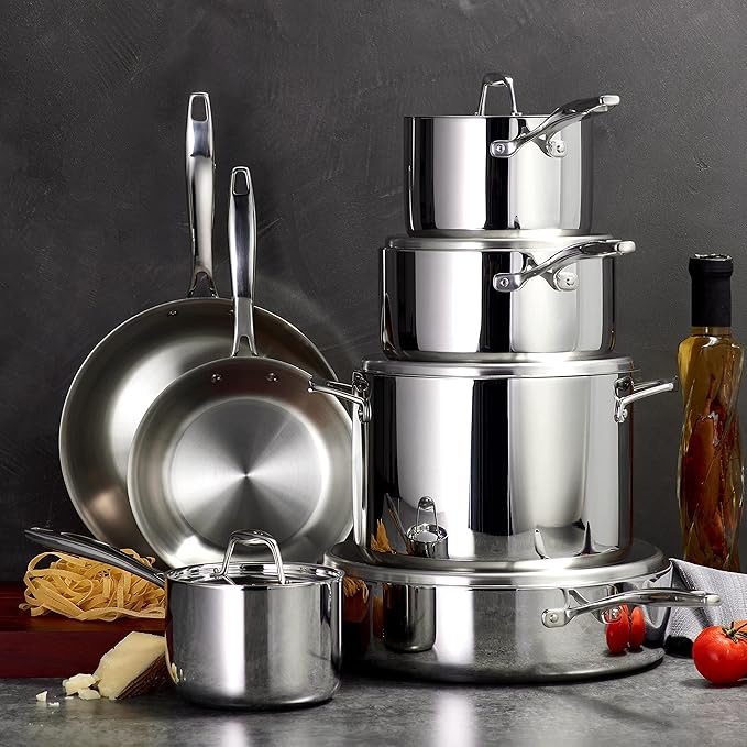 Tramontina 12-Piece Tri-Ply Clad Cookware Set with 8-Inch and 10-Inch Fry Pans 80114/534DS Model