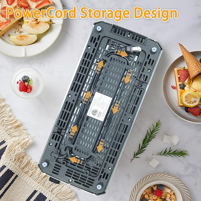 4 Slice Long Slot Stainless Steel Toaster with Extra Wide 1.5” Slots 6 Shade Browning Settings Defrost Reheat Cancel Functions Even Toasting for Artisan &amp Sourdough Bread Removable Crumb Tray