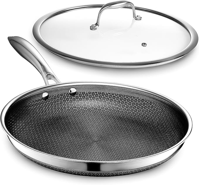 HexClad Hybrid Nonstick 8-Piece Cookware Set 12 Pan with Lid 14 Pan with Lid 14 Wok with Lid and Salt and Pepper Grinder Set