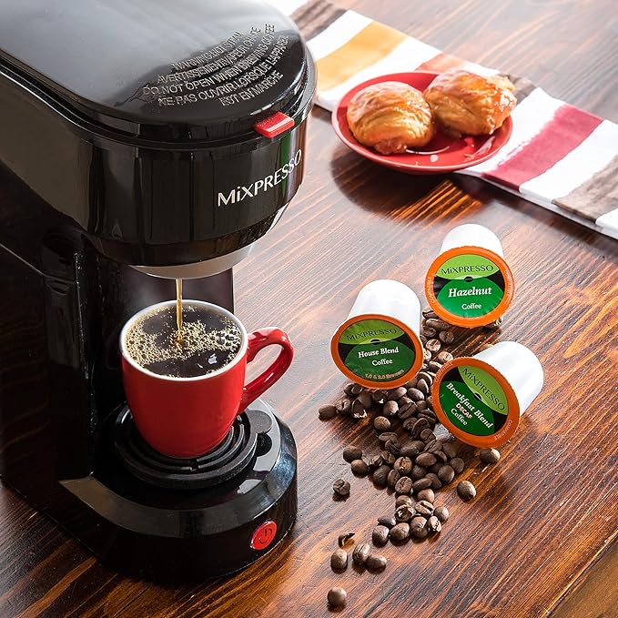 Mixpresso 2-in-1 Coffee Maker – Single Serve &amp Ground Coffee Brewer Compact Personal Coffee Machine for Pods &amp Loose Grounds Quick Brew 14 oz Portable Small Coffee Maker Black