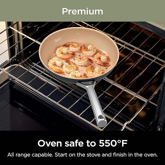 Ninja Extended Life Premium Ceramic 8 Fry Pan Nonstick Fry Pans Pots PTFE Free Healthy Cooking Oven Safe to 550°F Dishwasher Safe All Stovetops &amp Induction Compatible Apricot CW90020