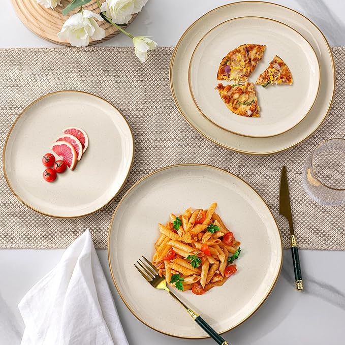 AmorArc Ceramic Dinnerware SetsHandmade Reactive Glaze Stoneware Plates and Bowls SetsHighly Scratch Resistant | Dishwasher &amp Microwave Safe Dishes SetService for 6 (18pc)