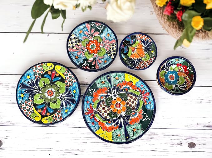 16 Piece Talavera Dinnerware Set | Handmade Mexican Pottery | Unique Floral Patterns