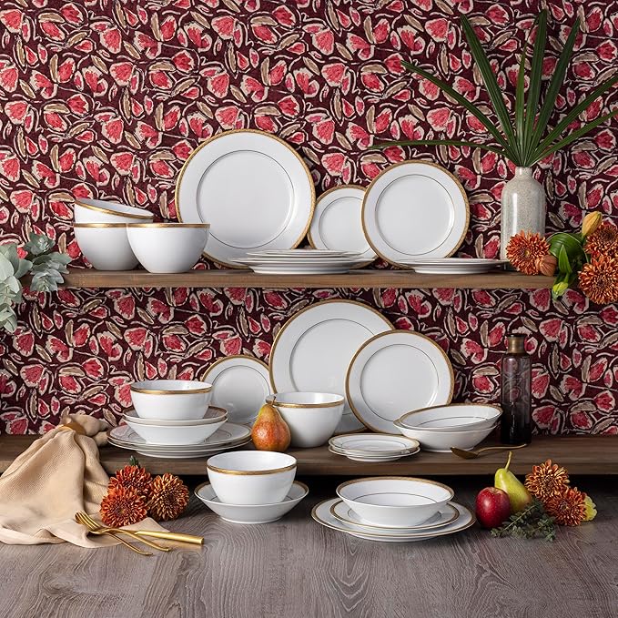 Noritake Charlotta Gold 30-Piece Dinnerware Set Service for 6
