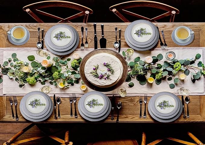 57Piece Dinnerware Set-Bone China Service For 8 People-Sapphire