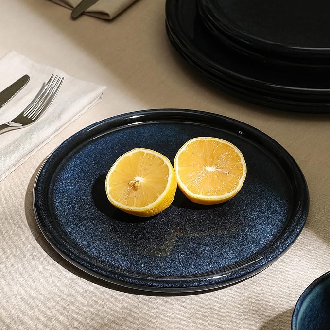 Stone Lain Eden 4-Piece Salad Plate Set Stoneware Dark Blue