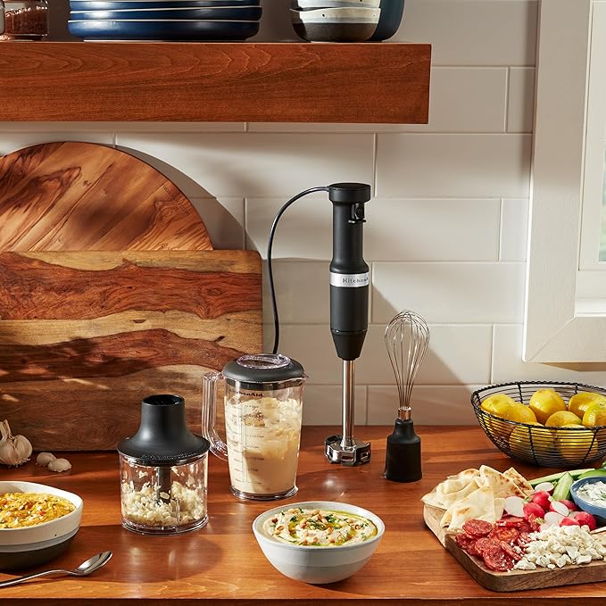 KitchenAid Variable Speed Corded Hand Blender with Accessories Black Matte KHBV83BM