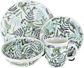 Blue Rose Polish Pottery - Green Woodland Fern 16 Piece Dinner Set - 4 Place Settings - Great for Everyday Dining Casual Dining or as Formal Dinnerware