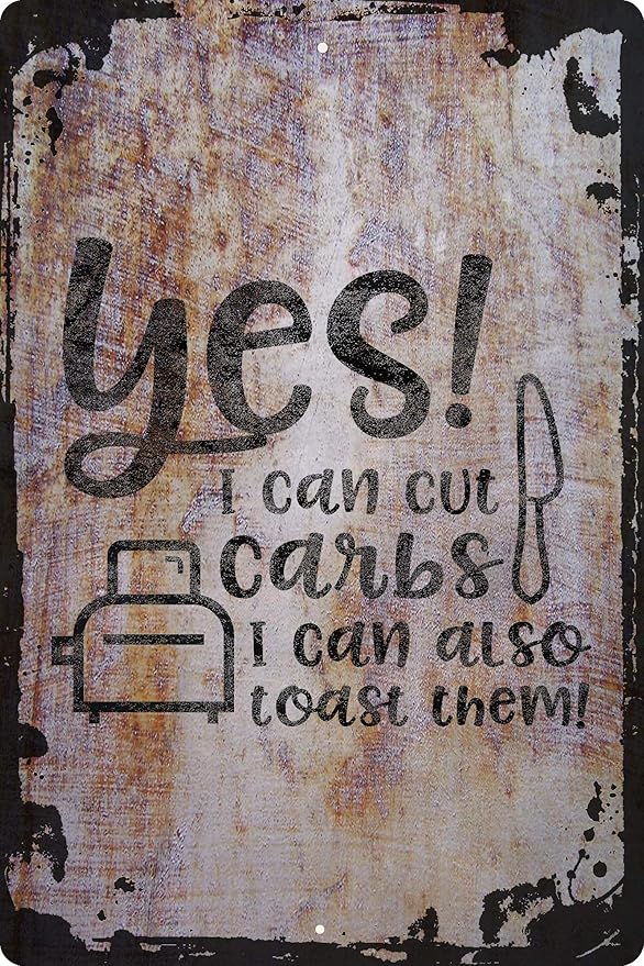 Yes I can cut carbs I can also toast them! funny toaster bread Beige Wall Art Decor Funny Gift 12 x 18 Inch
