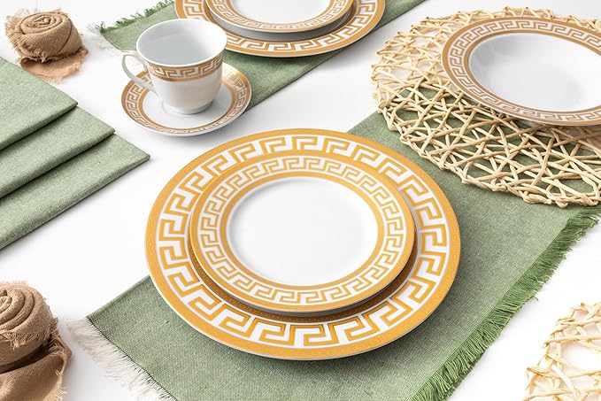 Dinnerware Sets for 4 - White with Gold Trim Fine Porcelain for Every Day or Formal Occasions Tableware Setting 20 Pieces with cups and saucers