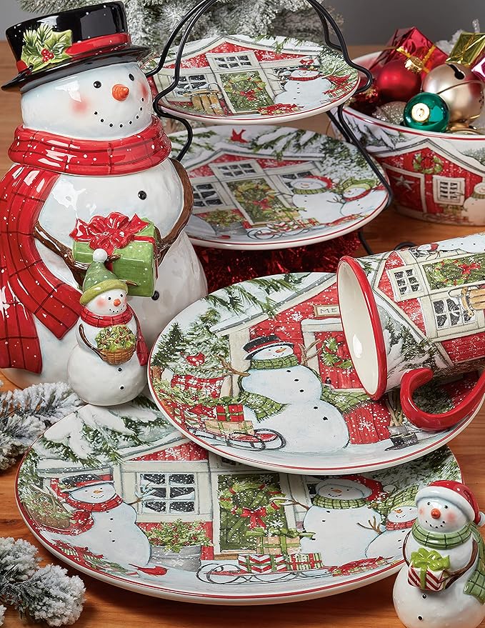 Certified International Snowman's Farmhouse 16 Pc. Dinnerware Set Service for 4