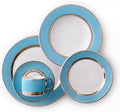 CRU by Darbie Angell Lauderdale 5 Piece Place Setting Dinnerware Set Sea Blue/Platinum/White - DALA161043