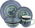 Blue Rose Polish Pottery - Blue Sapphire Fields 4 PC Place Setting - Service for 1-1 Place Setting - Great for Everyday Dining Casual Dining or as Formal Dinnerware