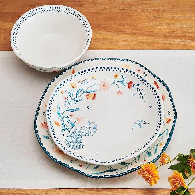 Fitz and Floyd Gracie Floral 12 Piece Dinnerware Set Service for 4