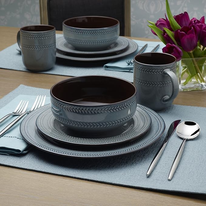 Scott Living Asher 16 Piece Dinnerware Set Service for 4 Blue