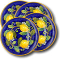 Italian Ceramic dinnerware set - Hand Painted kitchen Dishes sets for 4 - Made in ITALY Tuscany - Italian Pottery dinner plates - Home Decor Lemons Blue Ceramics dishes set - Service For 4