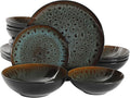 Gibson Elite Kyoto Double Bowl Dinnerware Set Service for 4 (16pcs) Teal