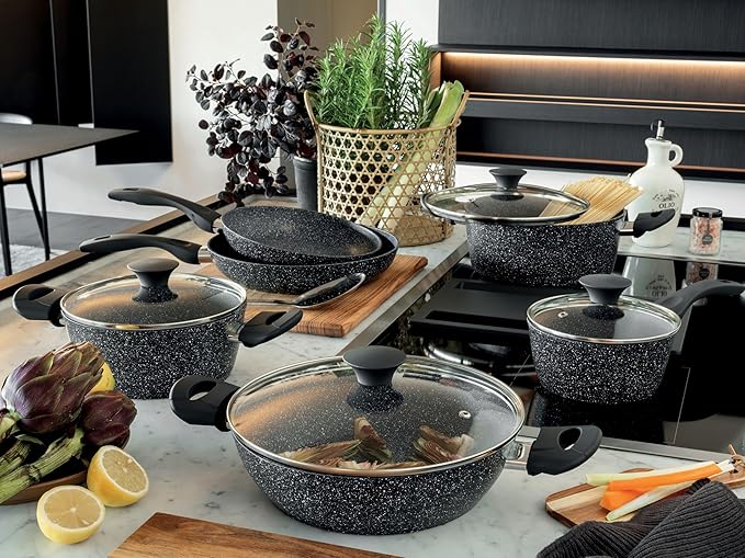 Tognana Black Gemstone 3-Piece Aluminium Pan Set 20/24/28 cm Black