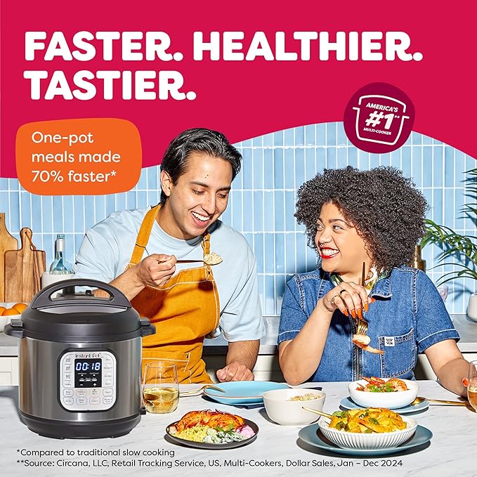 Instant Pot Duo 7-in-1 Electric Pressure Cooker Slow Cooker Rice Cooker Steamer Sauté Yogurt Maker Warmer &amp Sterilizer Includes App with Over 800 Recipes Stainless Steel 8 Quart