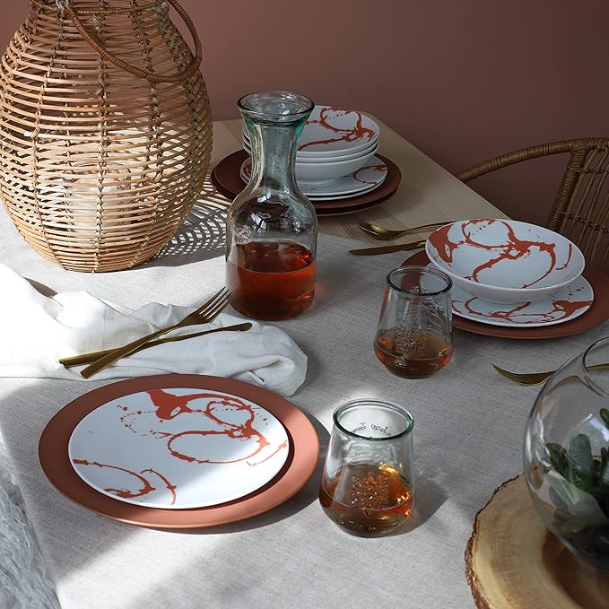 Euro Ceramica Nile 24 Piece Dinnerware Set - Service for 8 - Egyptian Inspired Dinnerware Red Large