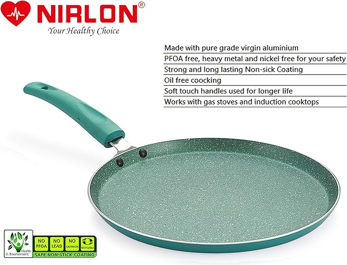 Nirlon Galaxy Induction and Gas Compatible Non Stick Aluminium 2 Piece Cookware Set [1 Flat Roti Tawa 26cm|1 Fry Pan 24cm - 1.5 Liter]
