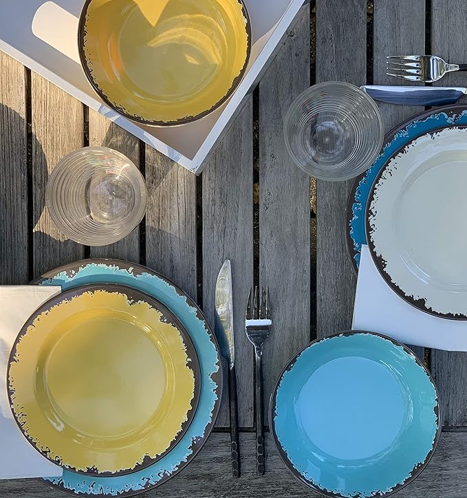 Fox Run Melamine Dinnerware Set Multicolor 12 Piece