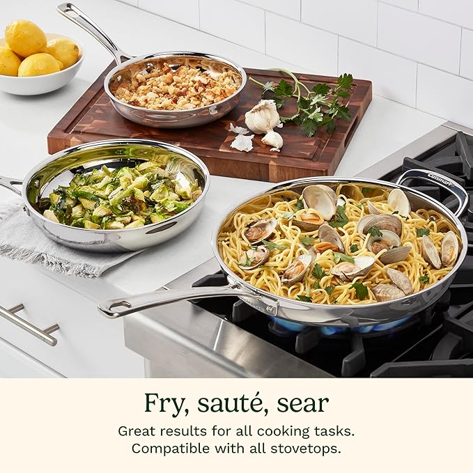 Cuisinart 3 Piece PureClad Triple-Ply Stainless Steel Skillet Set PCST22-81012