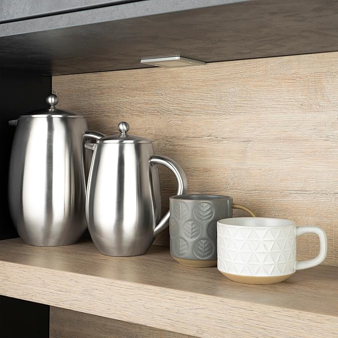 Café Ole BFD-06 6 Cup Double Walled Bellied Cafetiere French Press Coffee Maker Mirror 0.8 Litre Stainless Steel