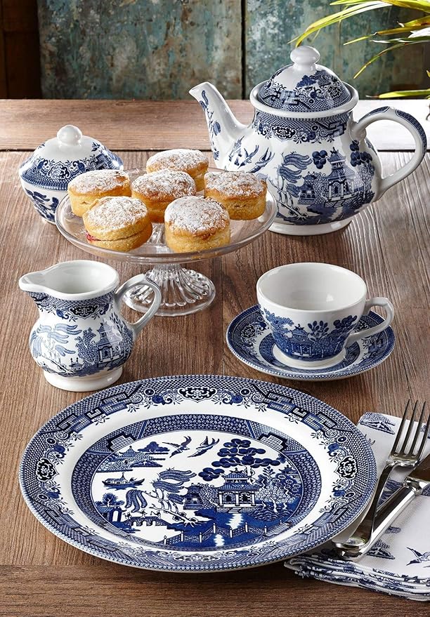 Churchill Blue Willow Plates Bowls Cups 20 Piece Dinnerware Set Made In England