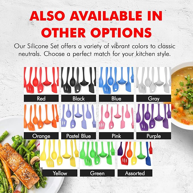 Chef Craft 42077 7 Piece Silicone Kitchen Tool and Utensil Set Red