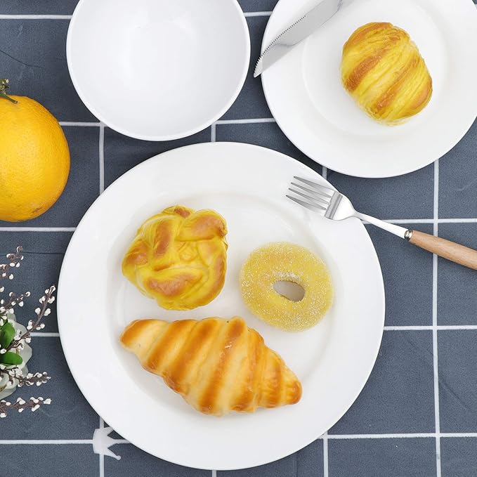 SUPER DEAL Round 18-Piece White Kitchen Dinnerware Set Service for 6 Plates and Bowls – Microwave Oven and Dishwasher Safe