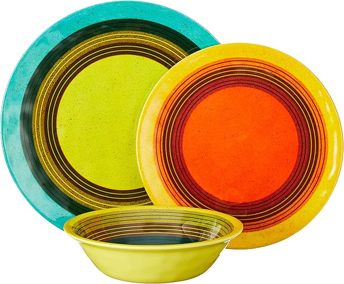 Certified International SED12PC Sedona Melamine 12 pc Dinnerware Set Service for 4 Multicolored