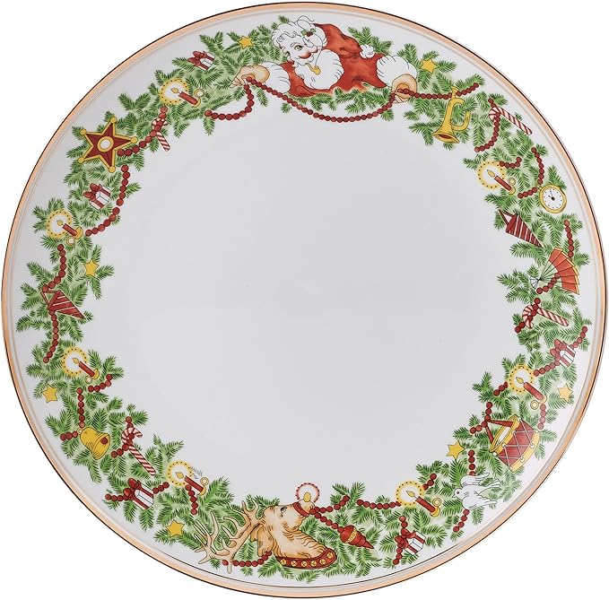 Fitz and Floyd St. Nicholas Gold Banded Holiday 16 Piece Dinnerware Set Service for 4